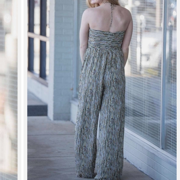 NWT Lush Jumpsuit-Olive/Mustard Beach lightweight.sz small - Picture 5 of 13